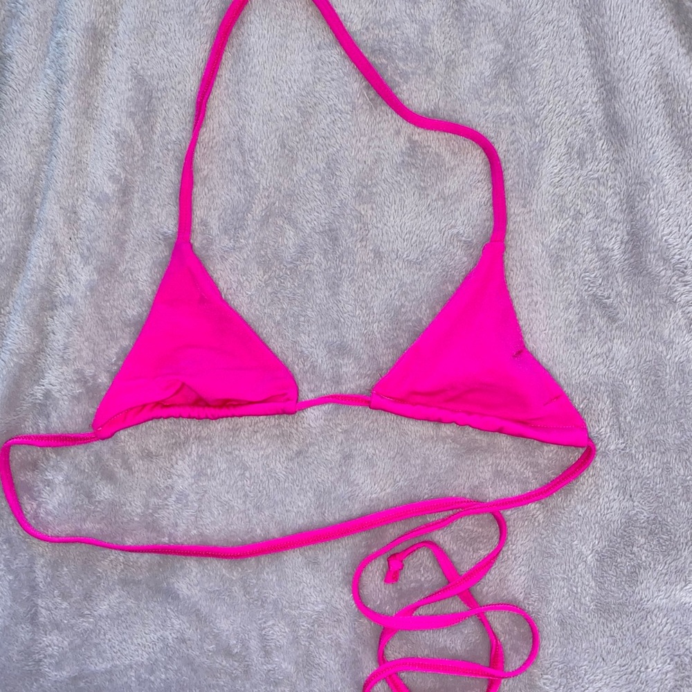 Neon pink bikini top